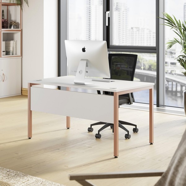 Goalpost Desk White with Peach legs 1