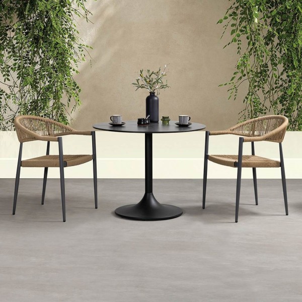 Atlantic Armchair Extrema Round Table Top Evo Dining Height Large Round Table Base Insitu
