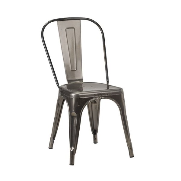 French Bistro Side Chair Gun Metal Grey 1